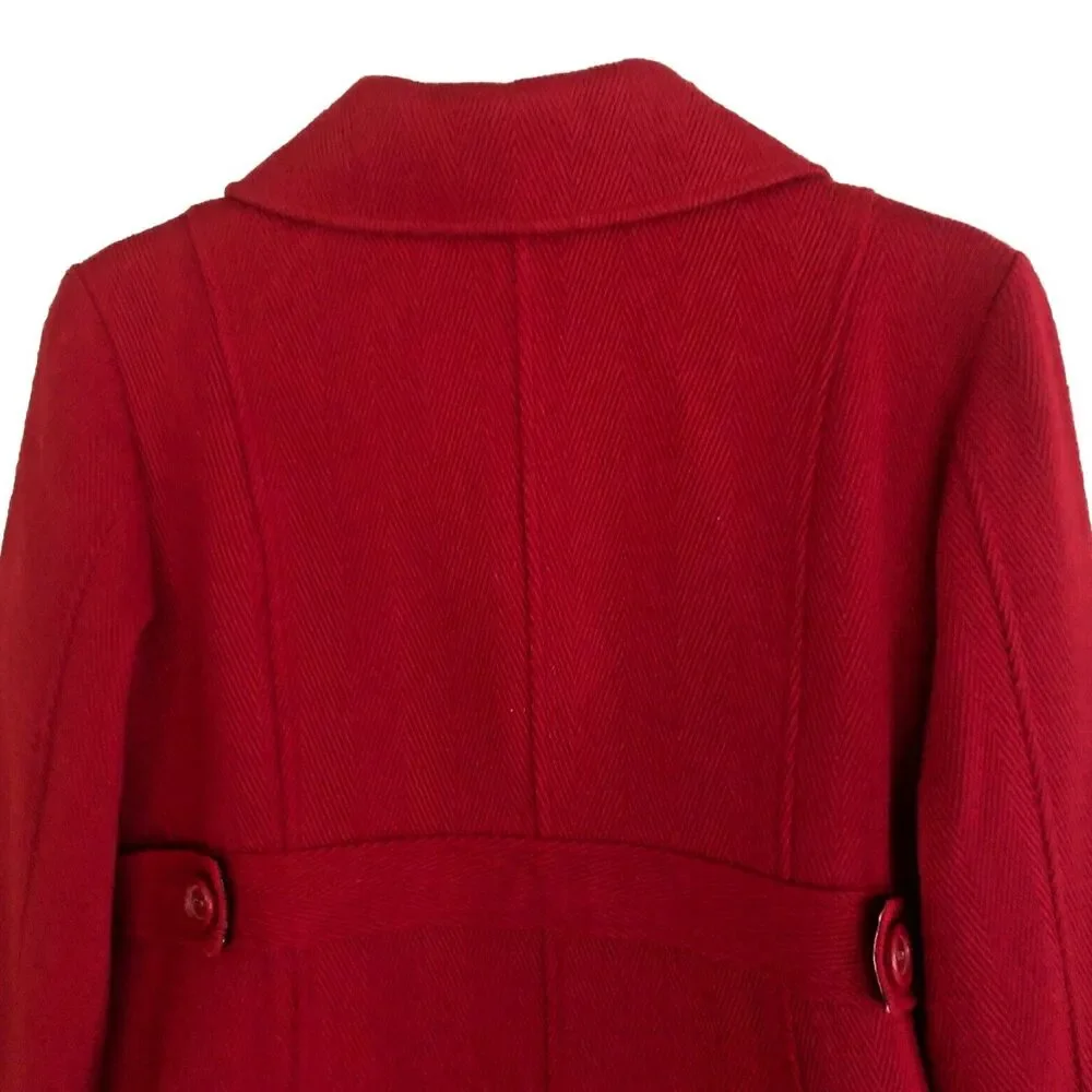 Cherokee Coquette Car Coat Womens Sz M VTG Red Fitted Babydoll Retro Rockabilly
